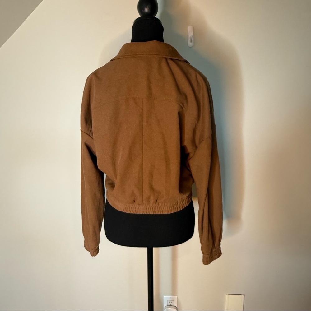 HYFVE Brown Crop Jacket Oversized Button Closure Streetwear Size Small - Picture 9 of 11